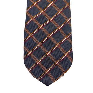 DOLCEPUNTA Mens Silk XL Necktie ITALY Luxury Necktie Brown Check Plaid